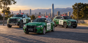 BMW 320i, Hyundai Tucson y Ford Ranger Raptor que serán incorporados a la flota de Carabineros de Chile.
